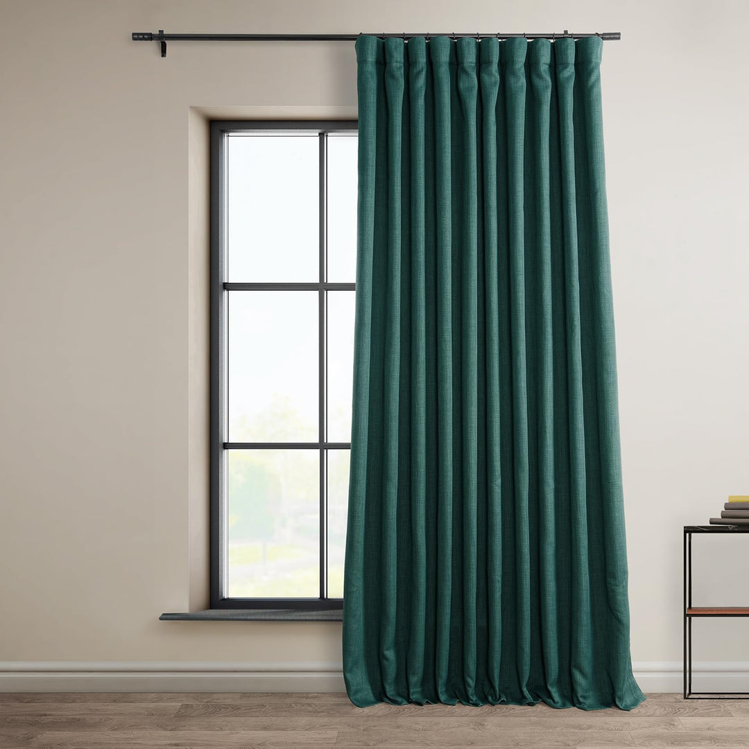 HPD Half Price Drapes Faux Linen Room Darkening Curtains - 84 Inches Long 100 X 84 - Slate Teal