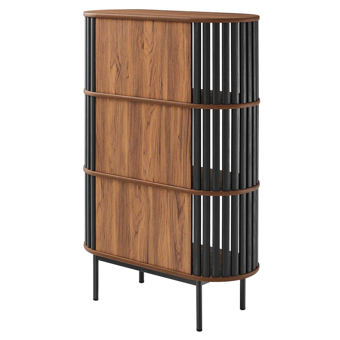 Modway EEI-6524-WAL-BLK Fortitude Three Tier Display Cabinet Walnut Black