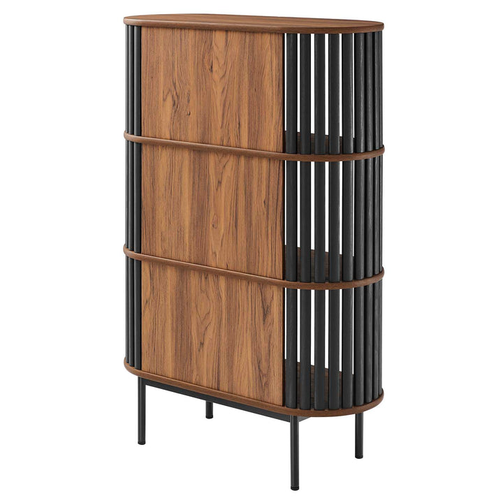 Modway EEI-6524-WAL-BLK Fortitude Three Tier Display Cabinet Walnut Black