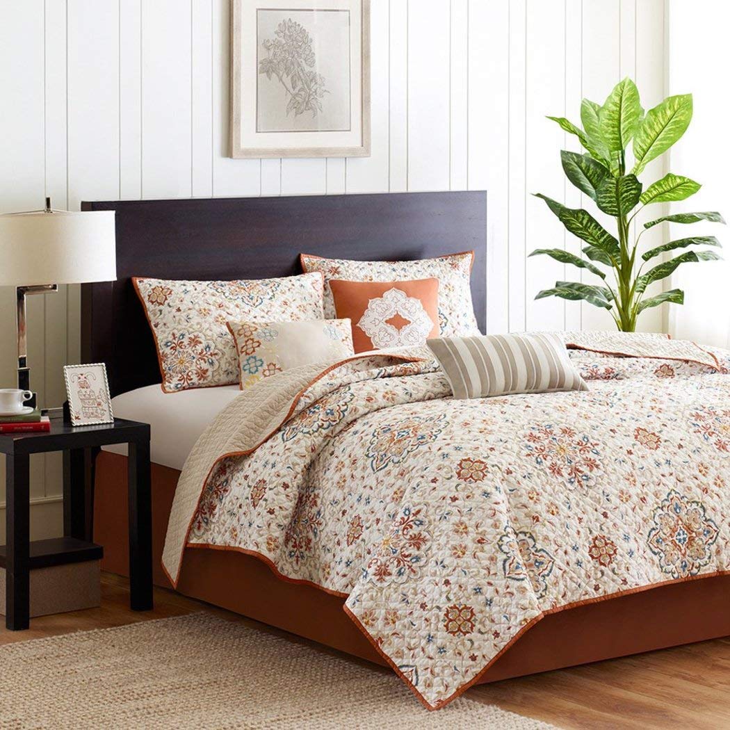 6 Piece Rusty Florals Coverlet Set