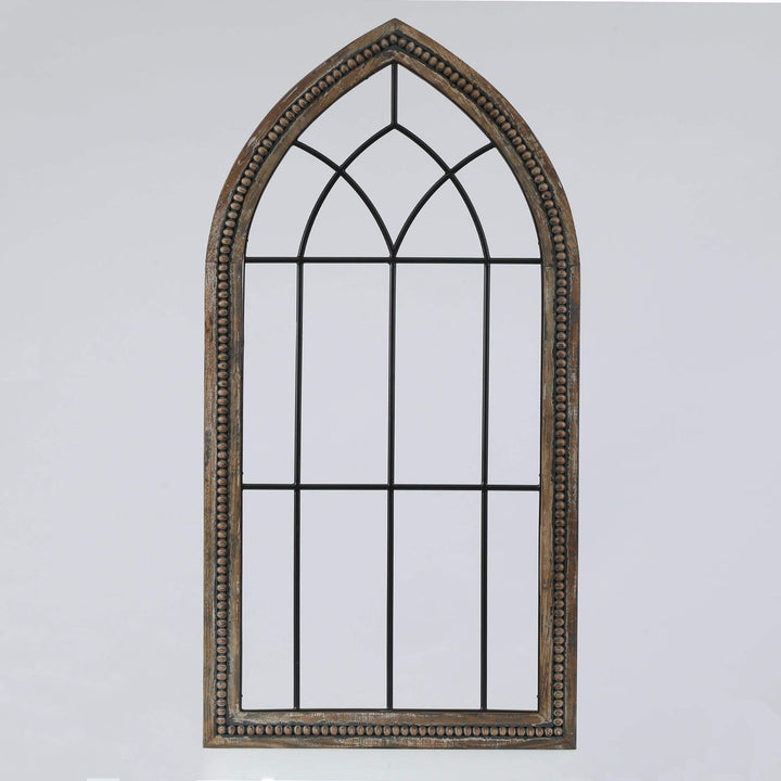 Wood and Metal Cathedral Wall Decor Black Brown Traditional Includes Hardware