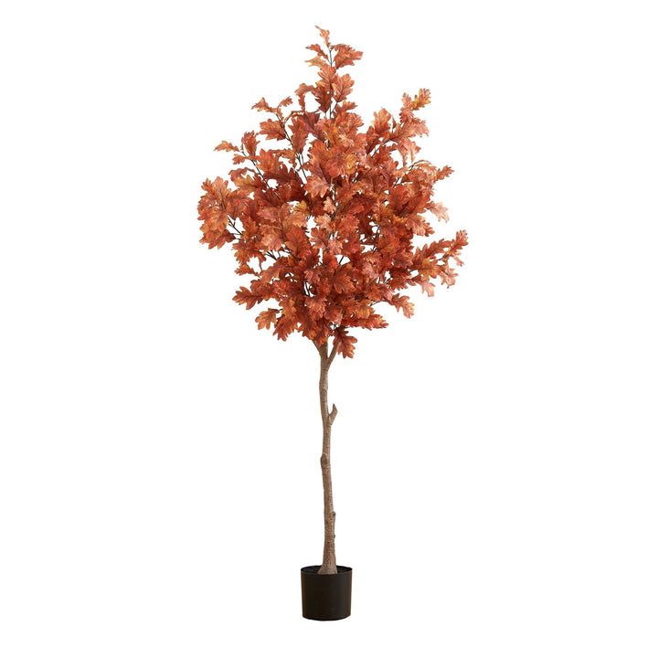 6' Autumn Oak Artificial Fall Tree Orange Handmade