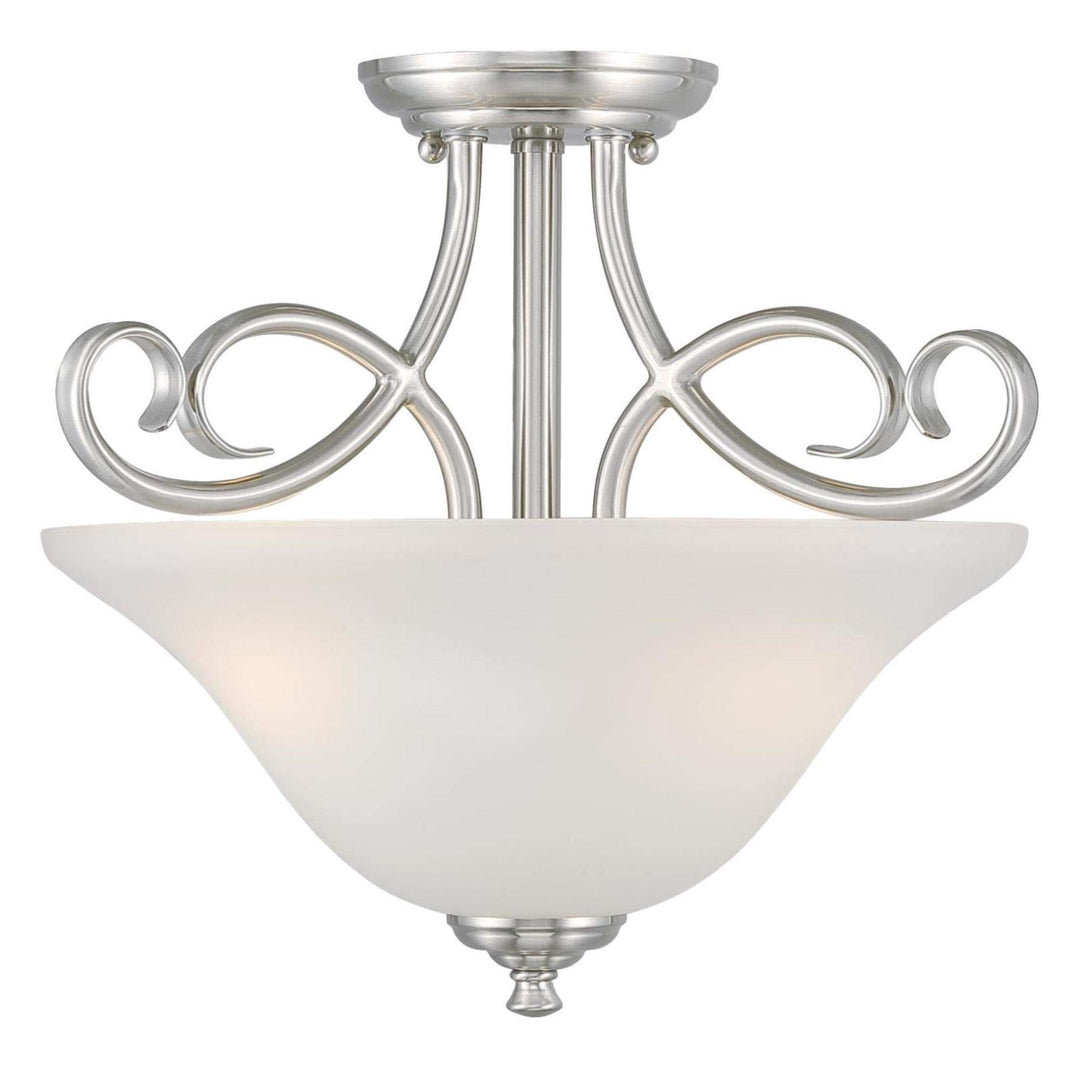 Westinghouse 6573800 Dunmore 15-Inch Two-Light Indoor Semi-lush Mount Ceiling Brushed Nickel