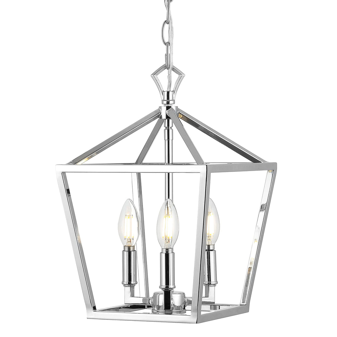 JONATHAN Y JYL7601C Pagoda Lantern Dimmable Adjustable Metal LED Pendant Classic 10" - Chrome