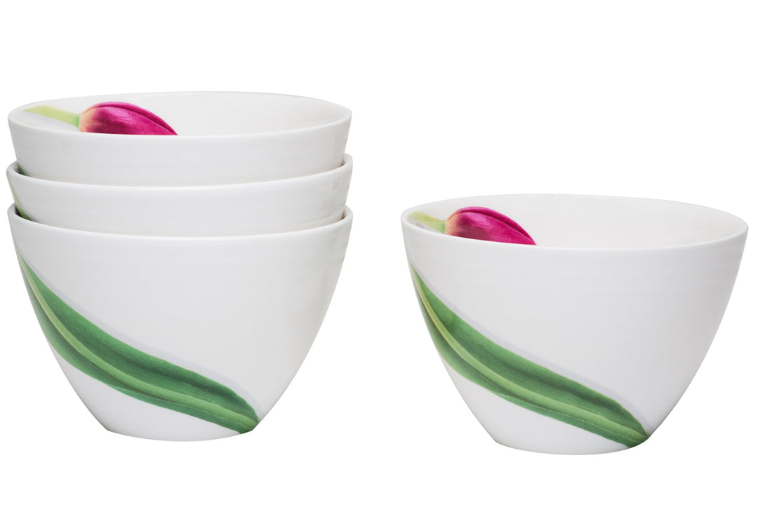 Red Vanilla FP003-421 5" Dutch Garden Coupe Bowl (Set of 4) 20 oz White