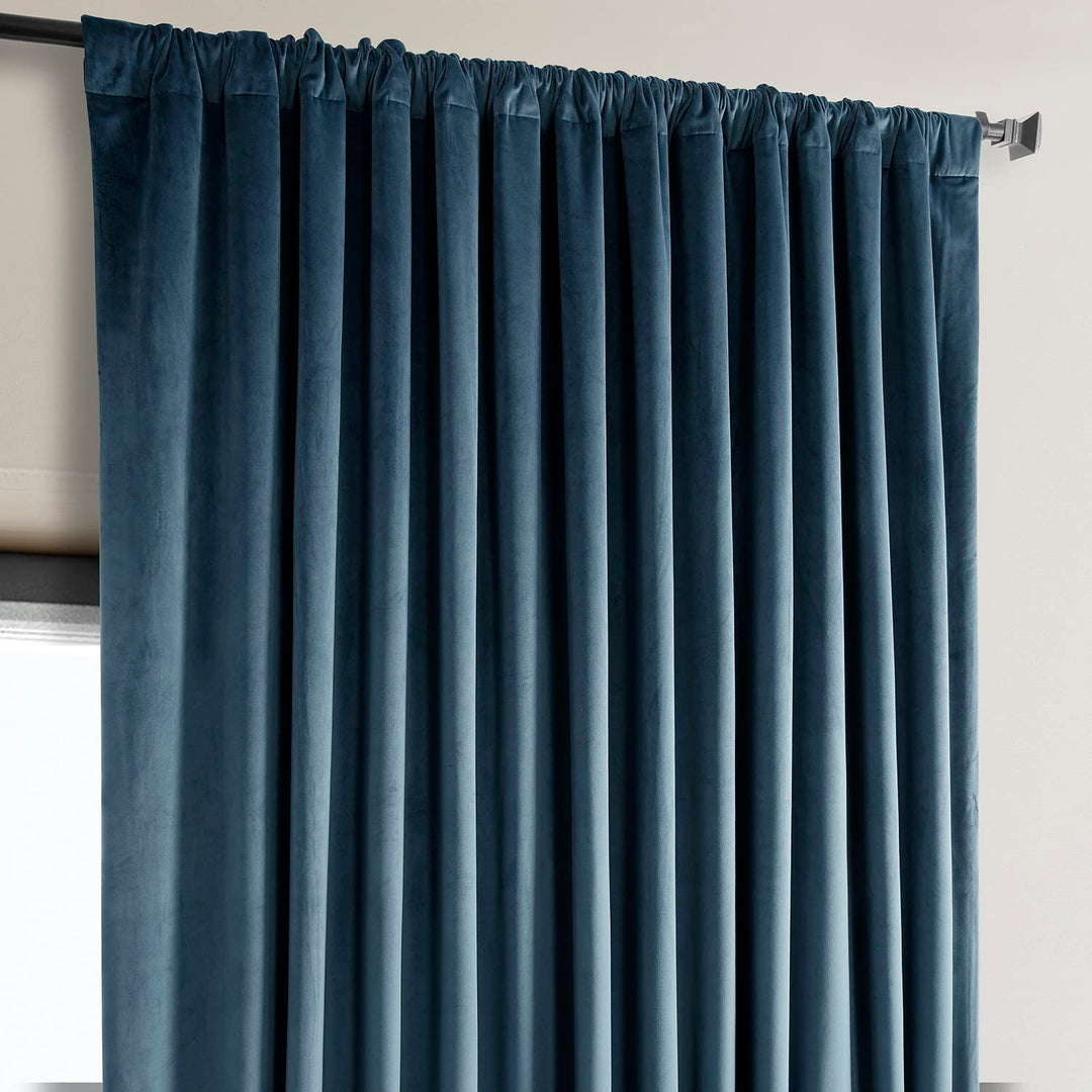 Exclusive Fabrics Extra Wide Heritage Plush Velvet Room Darkening Curtain (1 Panel)