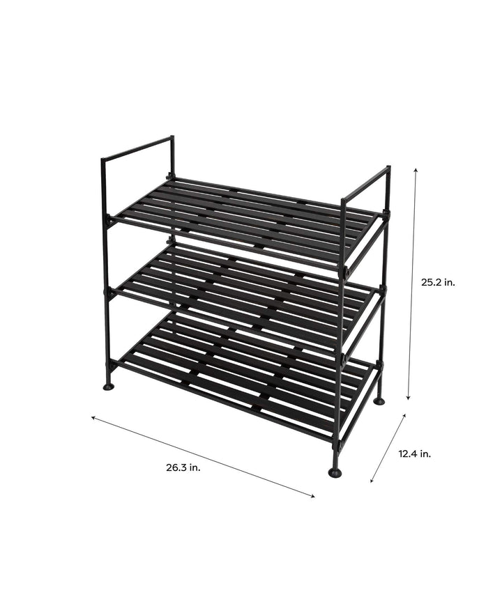 Organize It All 3 Tier Shoe Rack|Dimensions: 12.36" D x 26.26" W x 25.2"