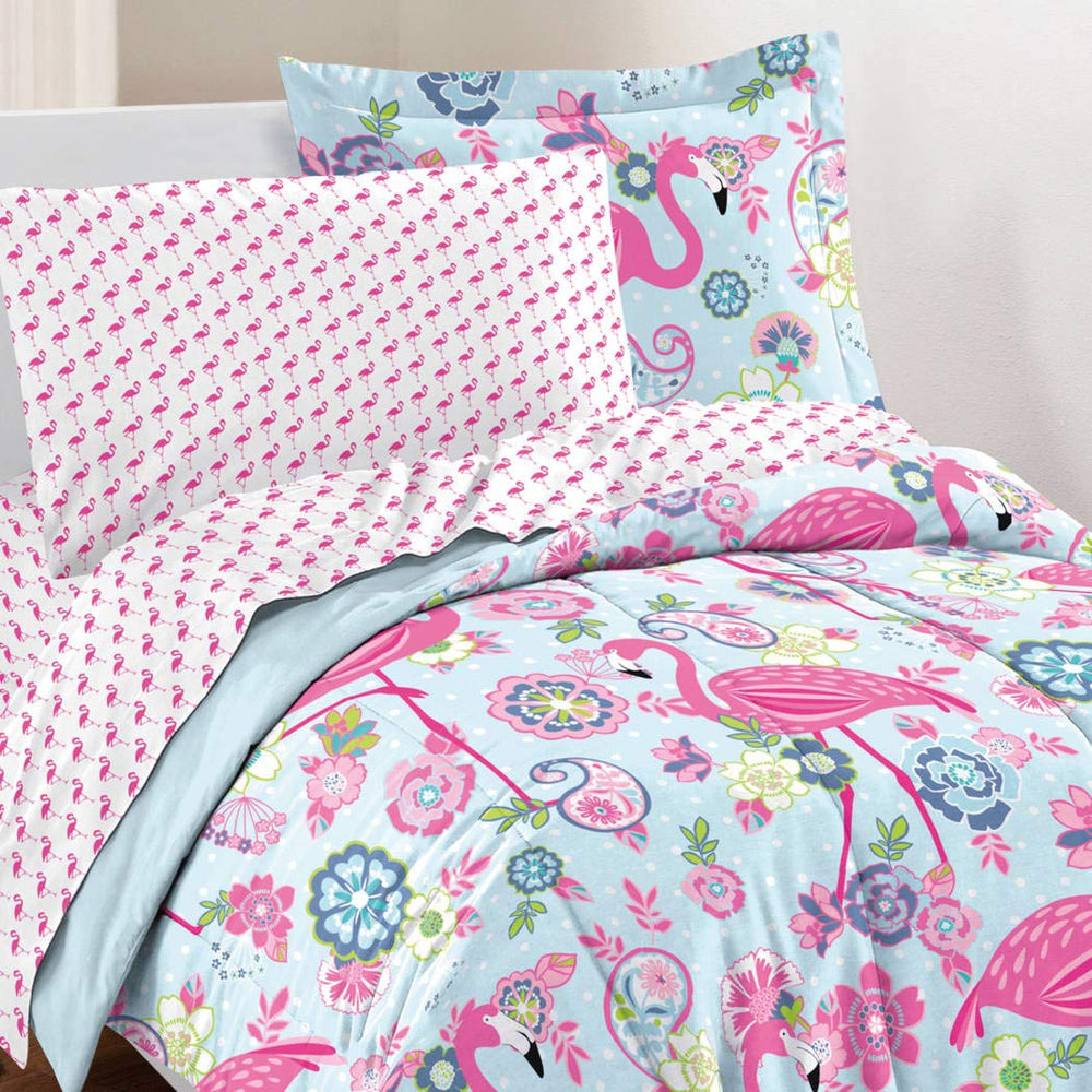 Flamingo 7-piece Bed in a Bag with Sheet Set