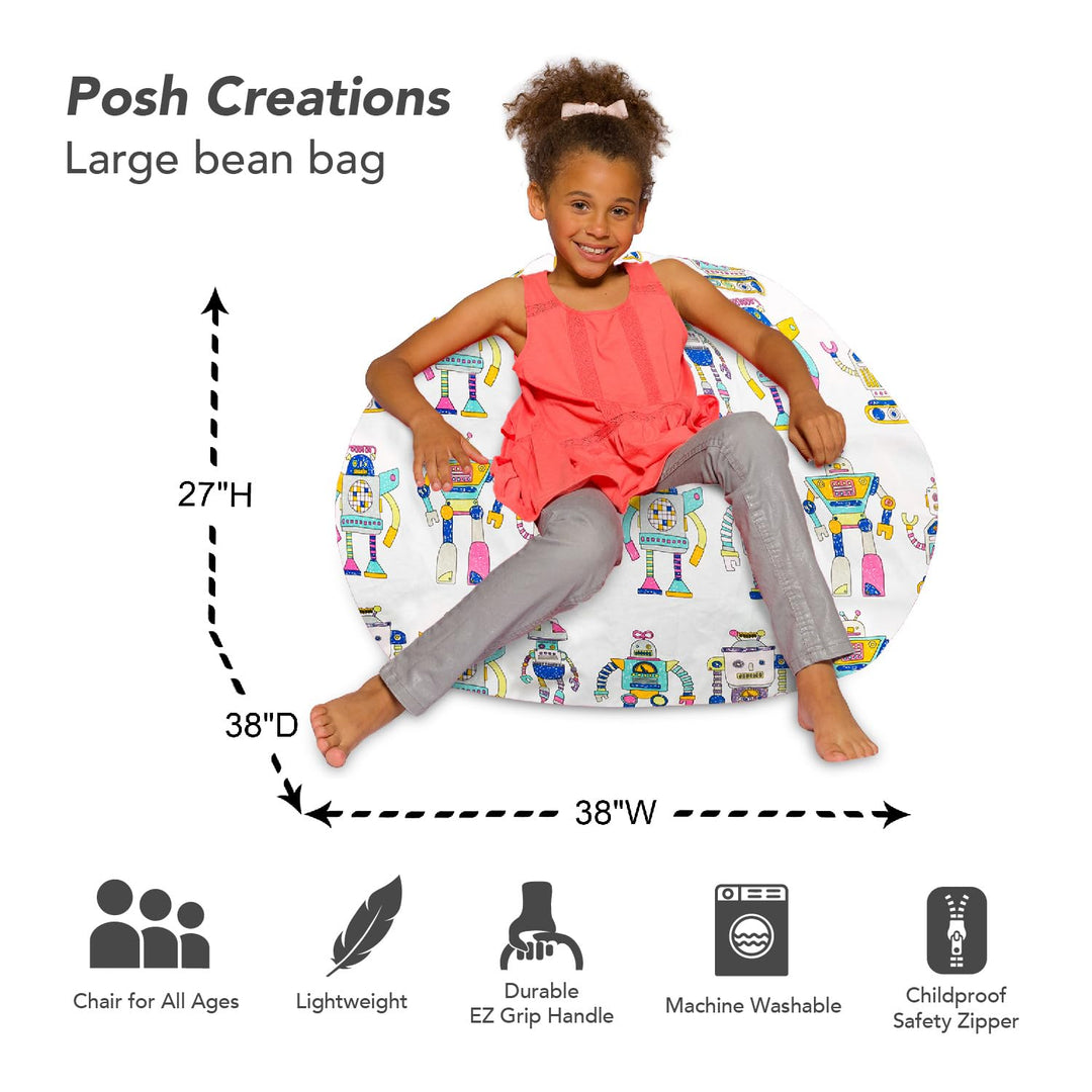 Kids Bean Bag Chair, Big Comfy Chair - Machine Washable Cover