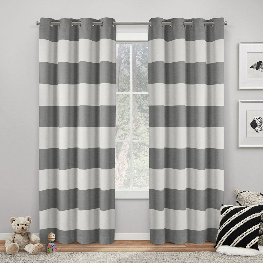 Exclusive Home Rugby Sateen Room Darkening Blackout Grommet Top Curtain nel 52x96 - Charcoal