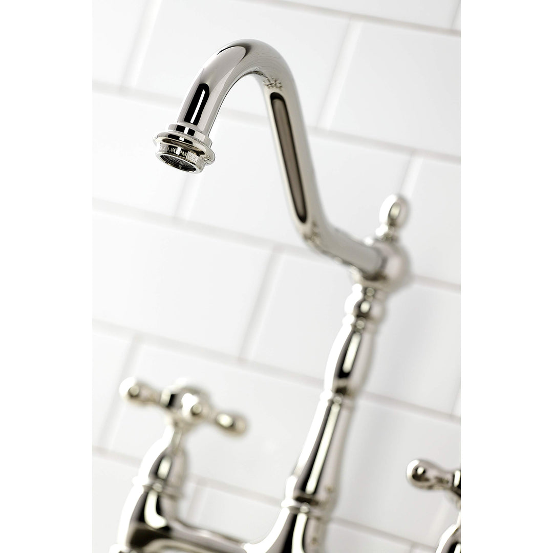 Kingston Brass Heritage 8" Center Kitchen Faucet with Side Sprayer Polished