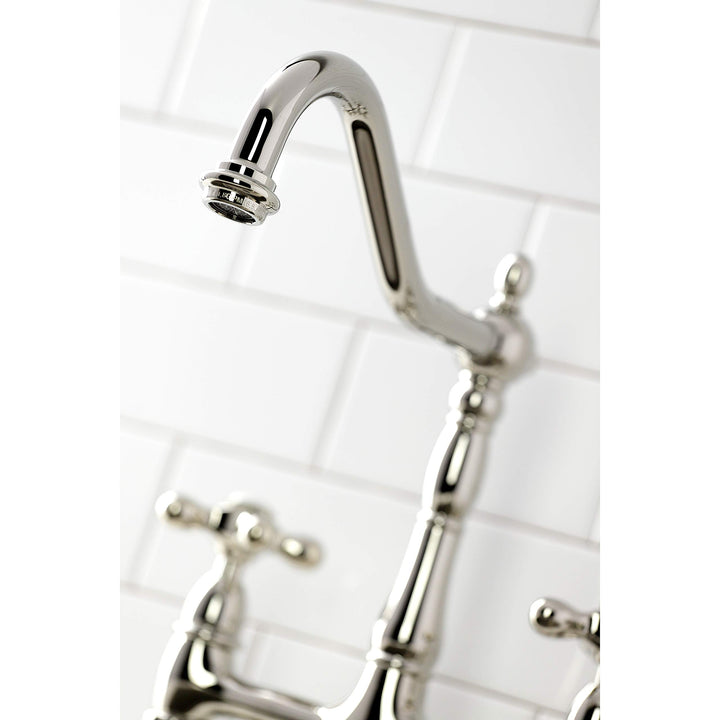 Kingston Brass Heritage 8" Center Kitchen Faucet with Side Sprayer Polished