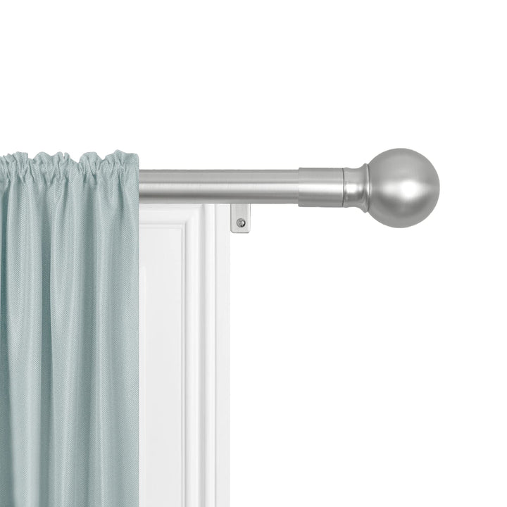 Maytex Smart Measurg Easy Install Drapery Wdow Rod Ball Fial 48 to 120 48" to 120" - Nickel Finish/Grey Finish - Brushed nickel