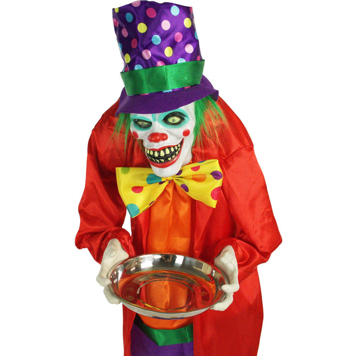 Haunted Hill Farm Life-Size Animatronic Scary Clown Holding Tray with Touch