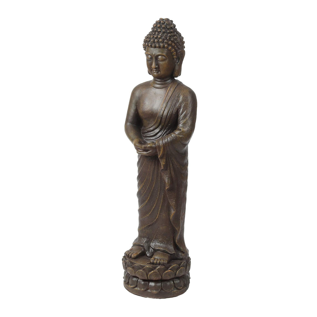 Brown Mgo tative Standing Buddha Garden Statue Oriental Magnesium Oxide