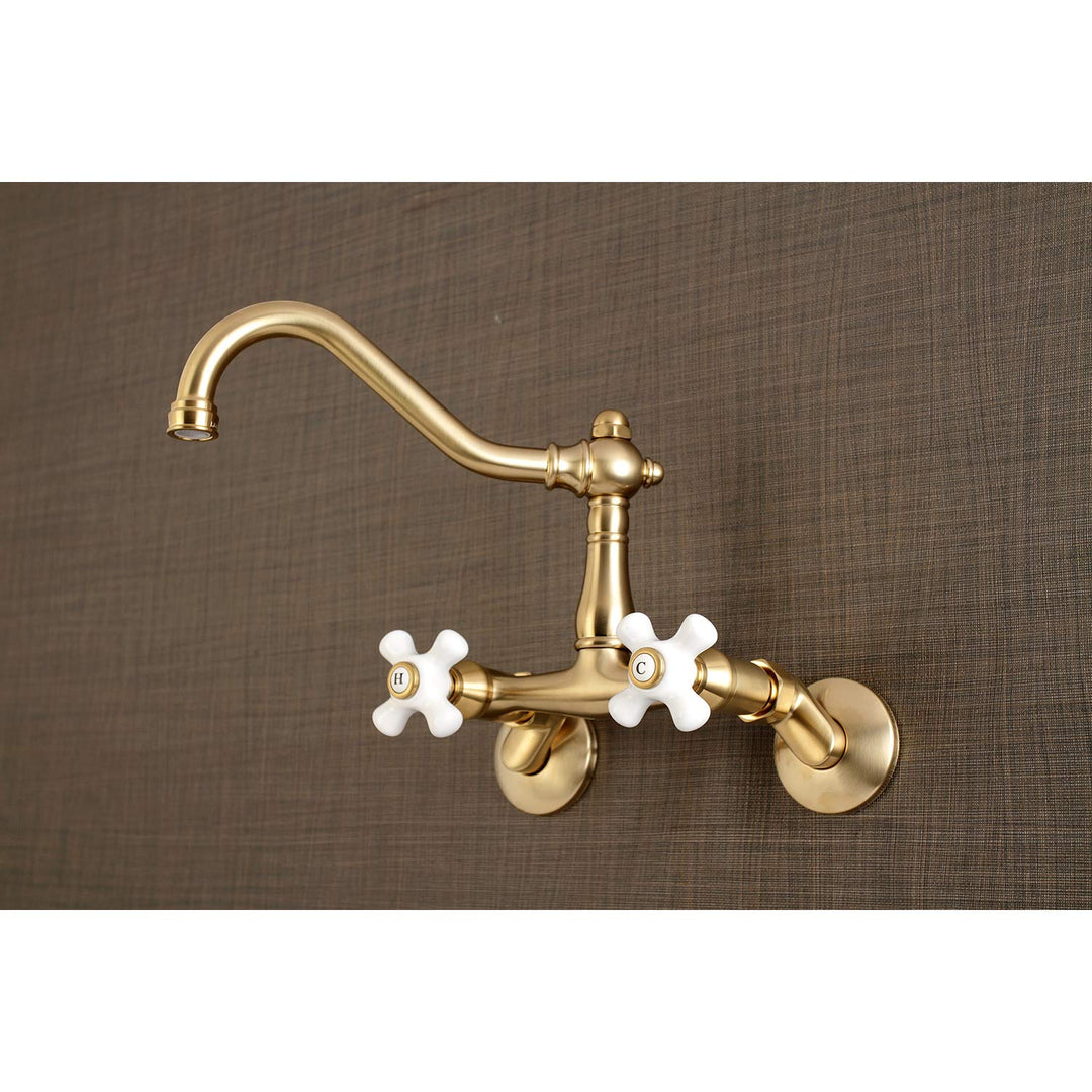 Kingston Brass Vintage 6 in. Adjustable Center Wall Mount Kitchen Faucet