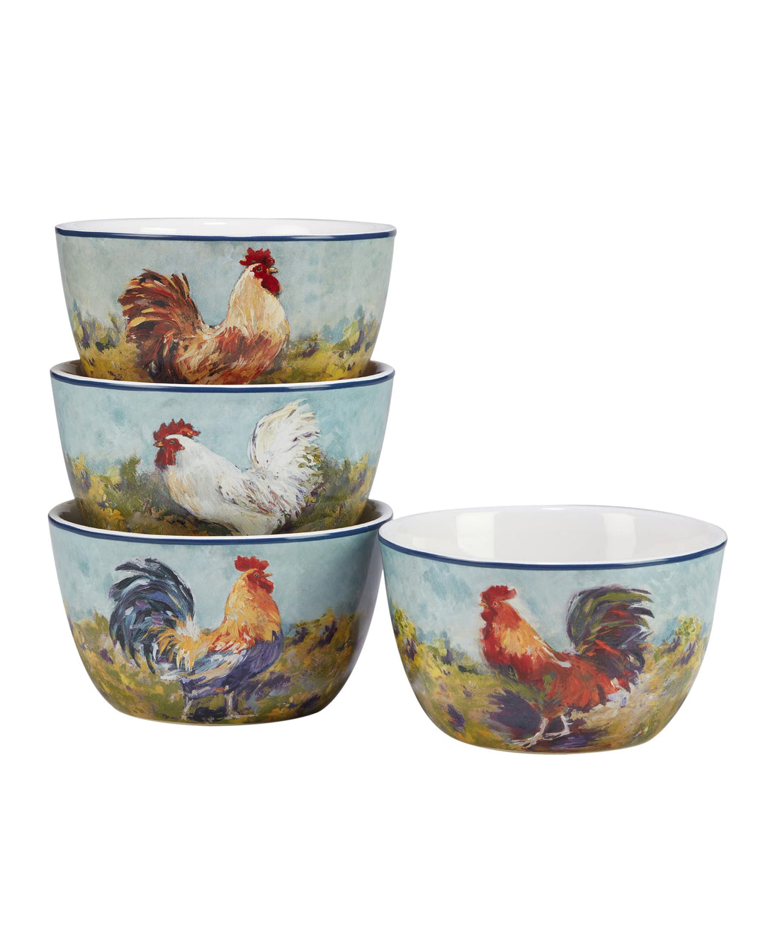 Certified International Rooster Meadow 24 oz. Ice Cream/Dessert Bowls Set of 4