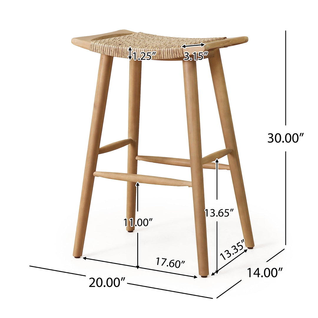 Christopher Knight Home Magwen Outdoor Acacia Wood Barstool with Wicker (Set