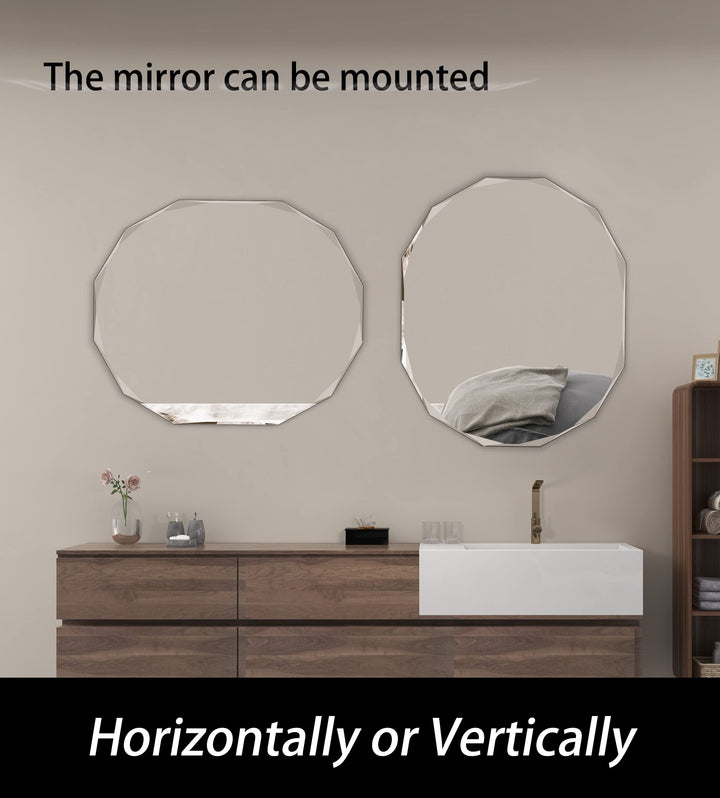 Single Beveled Edge Circle irror Frameless Wall ount Bathroom Vanity 24Round