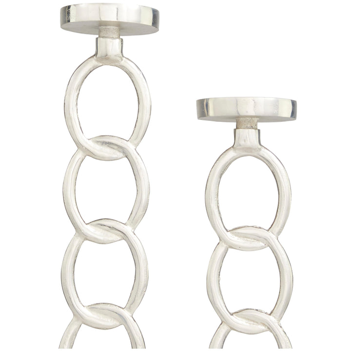 Silver Geometric Candle Holder (Set of 2)