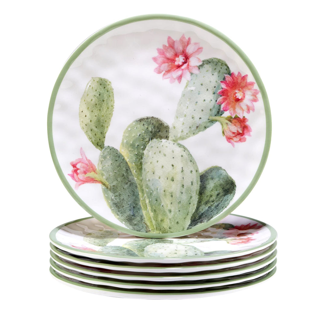 Desert Beauty 9" Salad/dessert Plates Set Of 6 Dia Green Multi Color Pink Floral