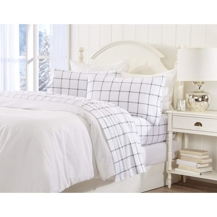 4 Piece Windowpane Plaid Flannel Sheet Set Check Window Pane