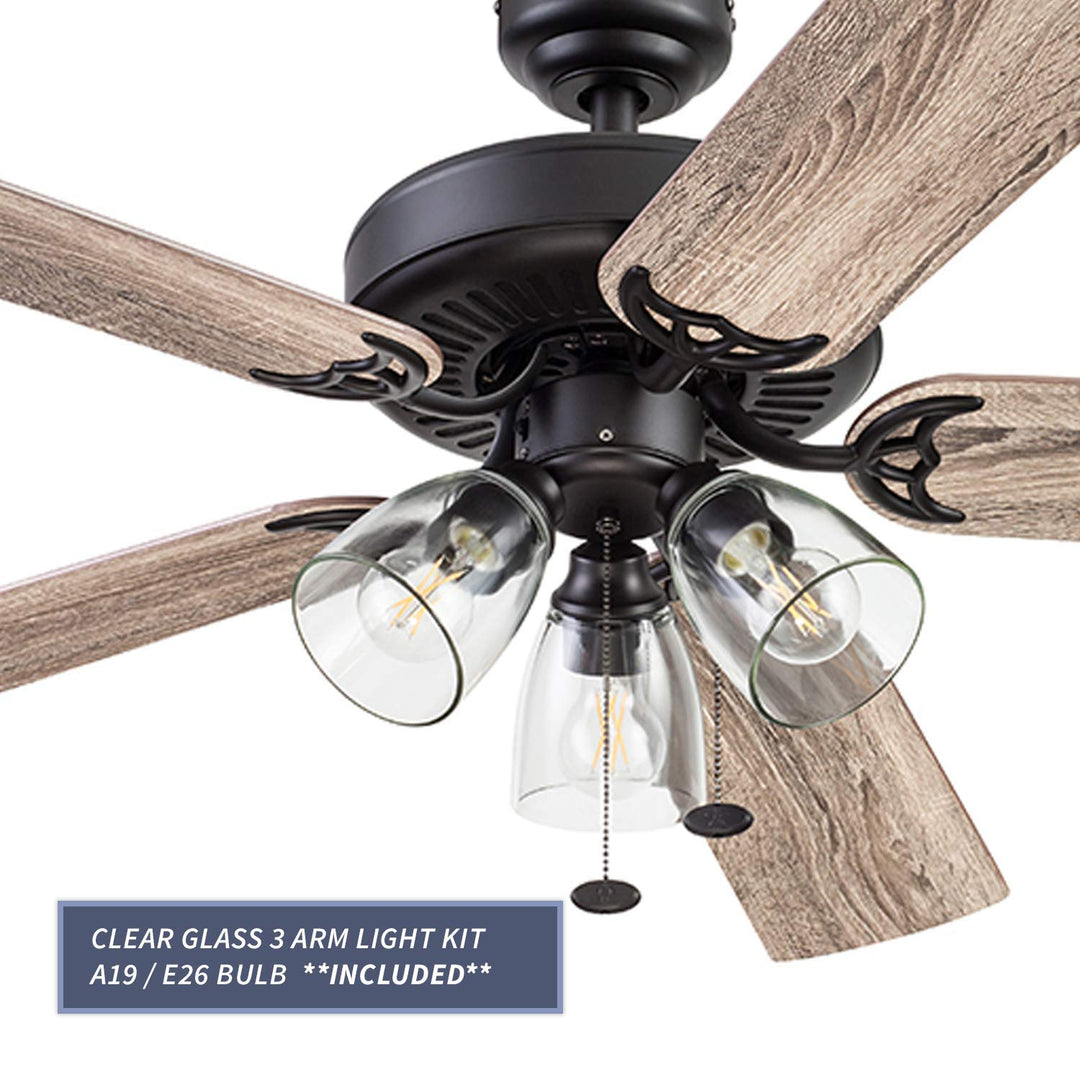 Prominence Home Saybrook 52 inch Indoor Farmhouse LED Ceiling Fan with Light Espresso Bronze