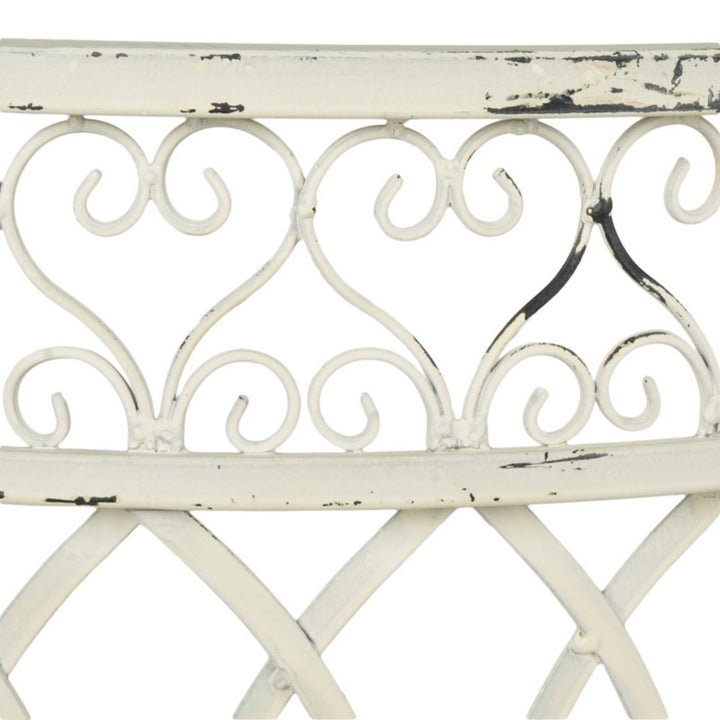 SAFAVIEH Outdoor Collection Lara Victorian Antique White Iron Kissing Bench