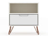 Manhattan Comfort Rockefeller Mid-Century Modern 1 Drawer Bedroom Nightstand . White