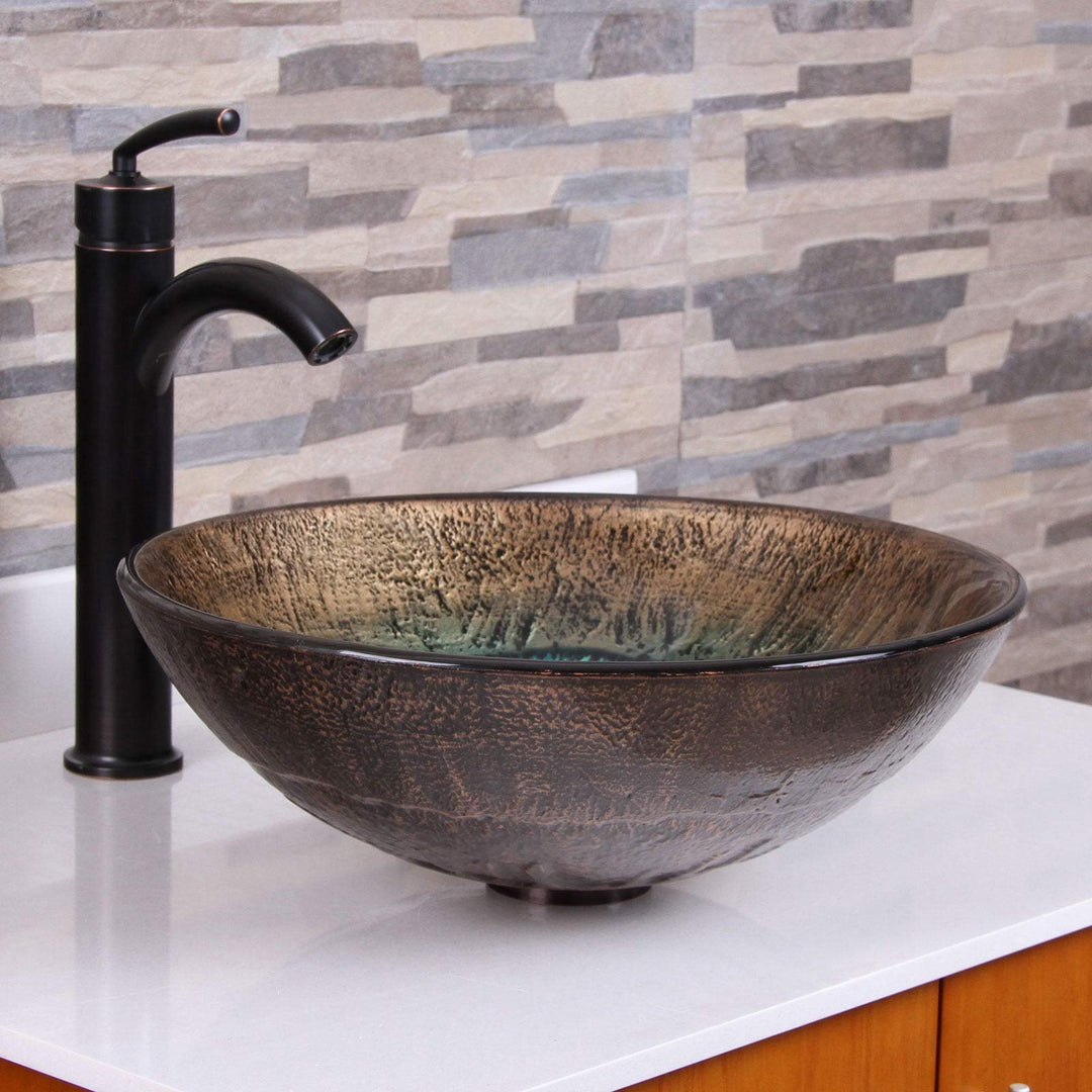 Volcanic Pattern Tempered Glass Bathroom Vessel Sink