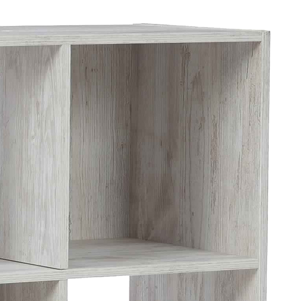 6 Cube Wooden Organizer with Grain Details Washed White Modern Contemporary Wood - Diamond Home USA