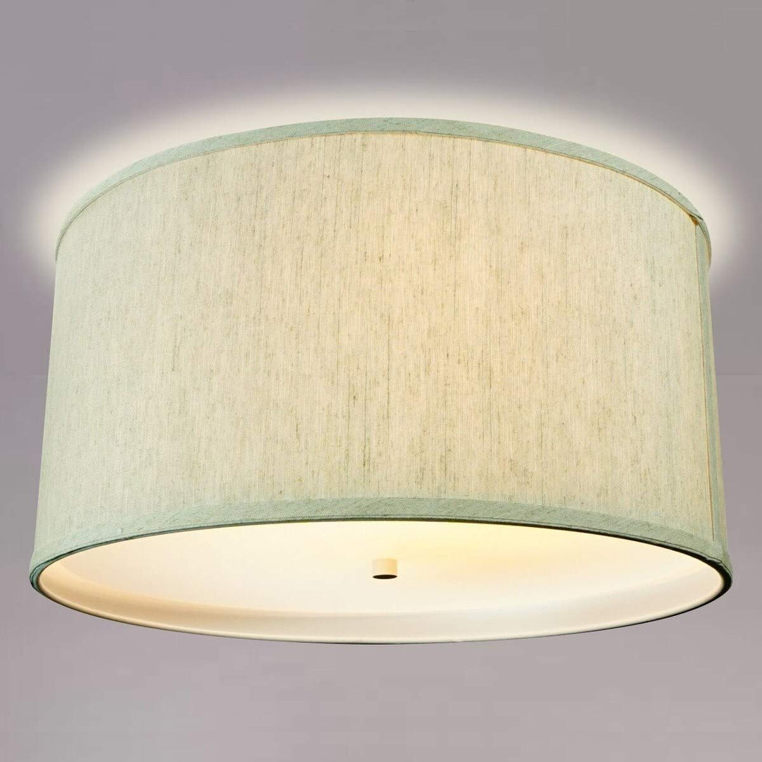 14 Flush Mount Converter Kit Textured Oatmeal Hardback Drum Lampshade 14x14x7