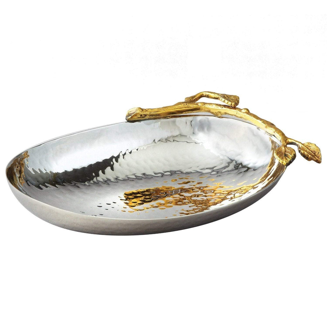 Golden Vine Hammered Stainless Steel Nut Bowl Gold Silver Metal 1 Piece