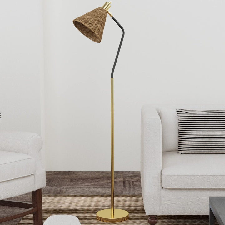 62" Task/Reading Floor Lamp Black Gold Farmhouse Modern Contemporary Energy - Diamond Home USA