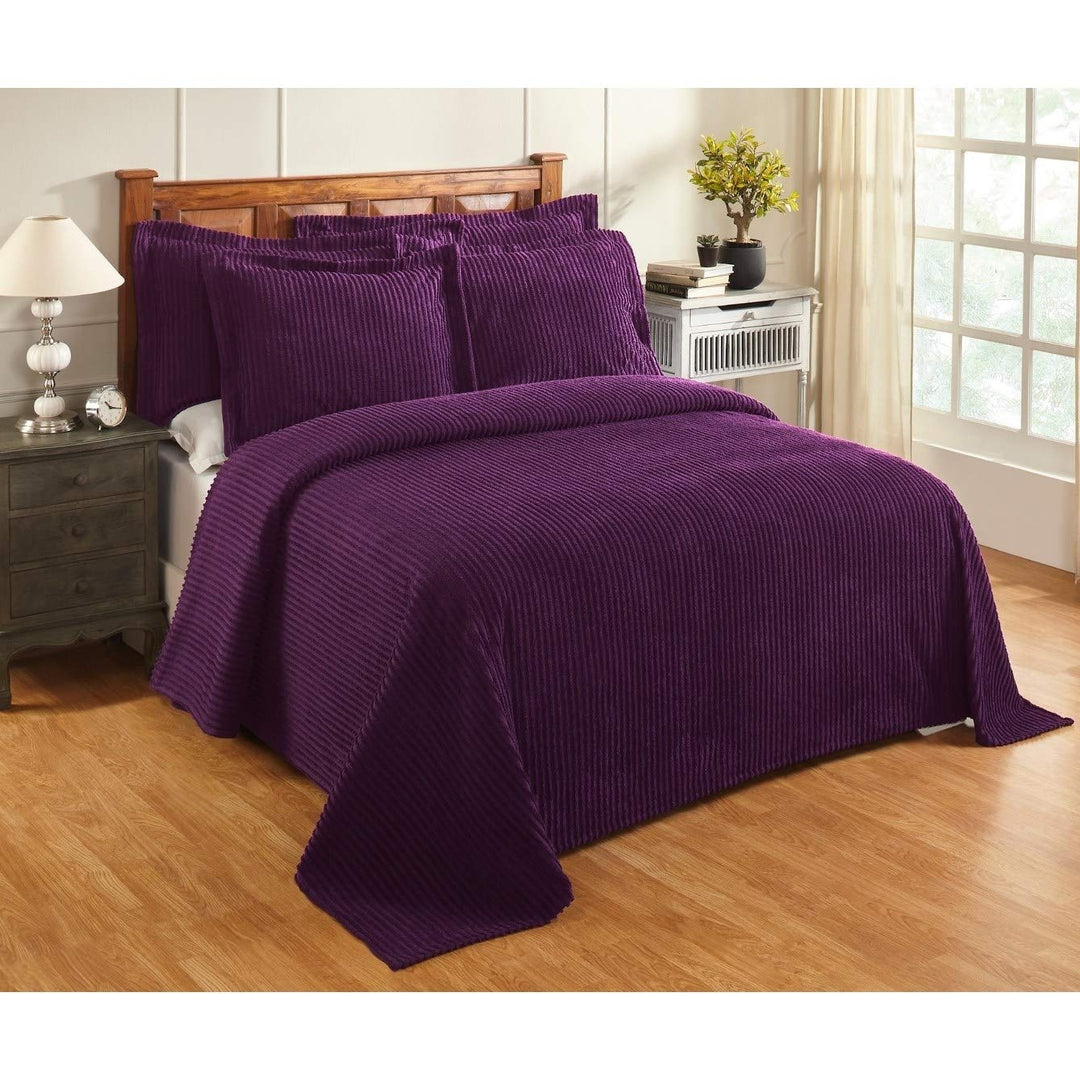 Oversized Plum Purple Chenille Bedspread King 120x110 Vintage Western Extra Long Plum - King