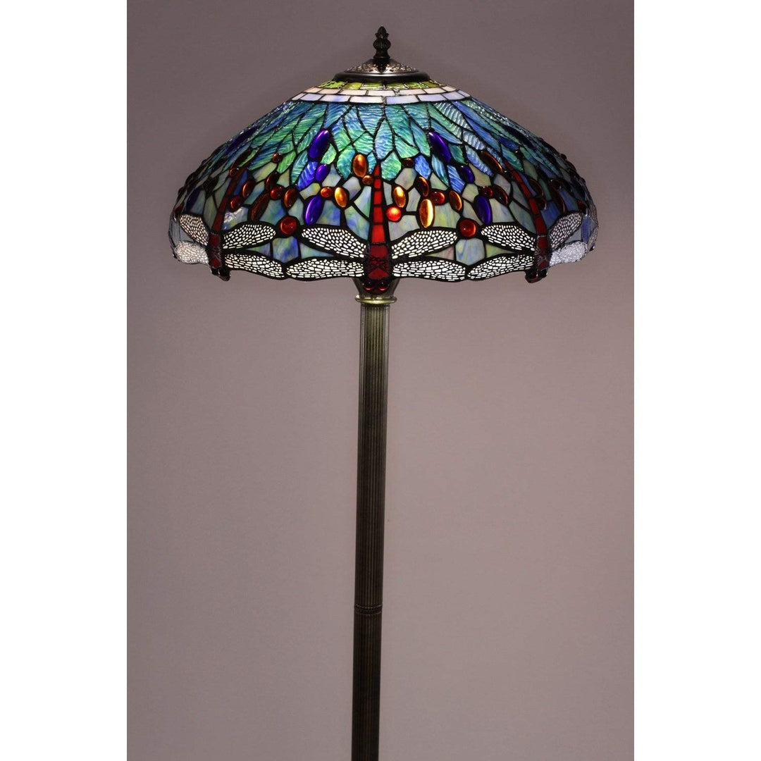 Tiffany-Style Blue Dragonfly Floor Lamp Tiffany Bronze