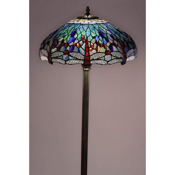 Tiffany-Style Blue Dragonfly Floor Lamp Tiffany Bronze