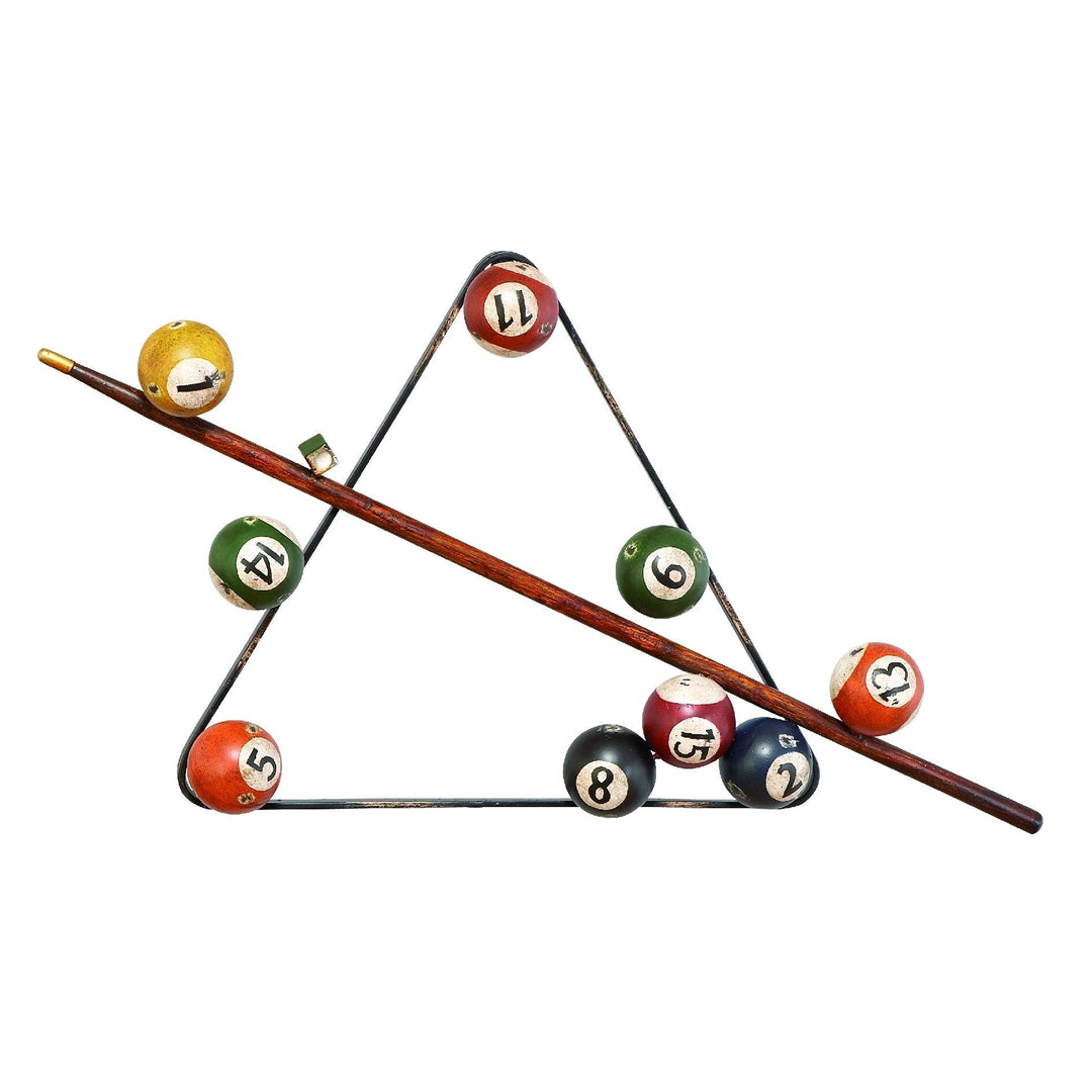 Traditional Iron Billiards Wall Sculpture Multi Color Metal