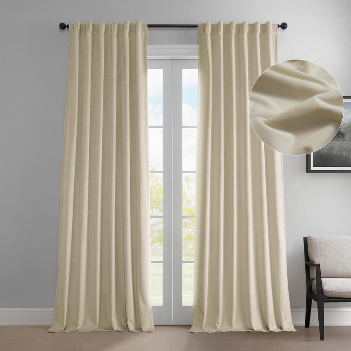 HPD Half Price Drapes Heritage Plush Velvet Curtains 108 Inches Long Room 50 X 108 - Au Lait Creme