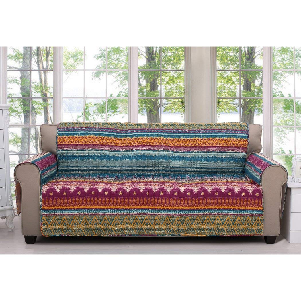 NM 1 Piece Orange Red Southwest Sofa Protector Blue Grey Geometric Stripe Siesta