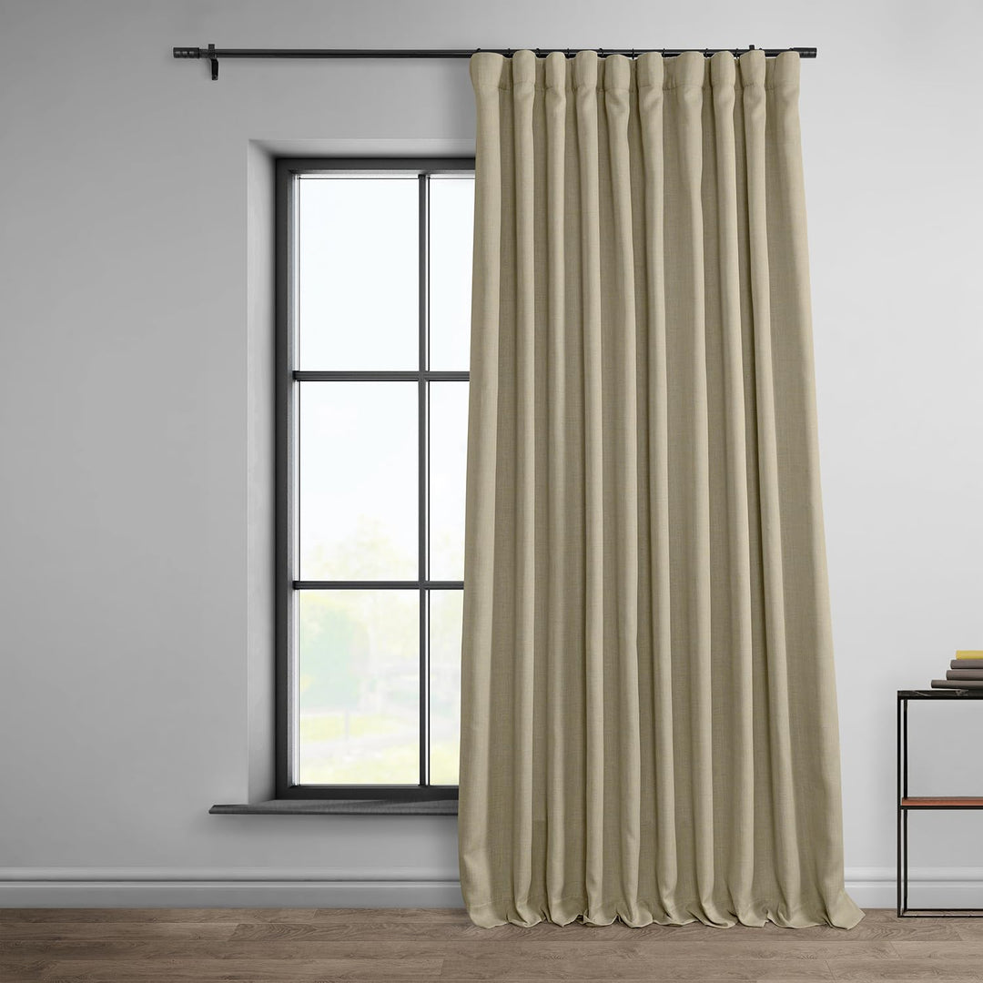 HPD Half Price Drapes Faux Linen Room Darkening Curtains - 108 Inches Long Extra 100 X 108 - Thatched Tan