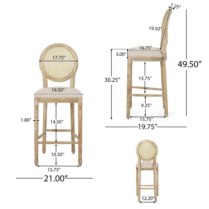 Christopher Knight Home Caspar French Country Wooden Barstools with Beige + Natural