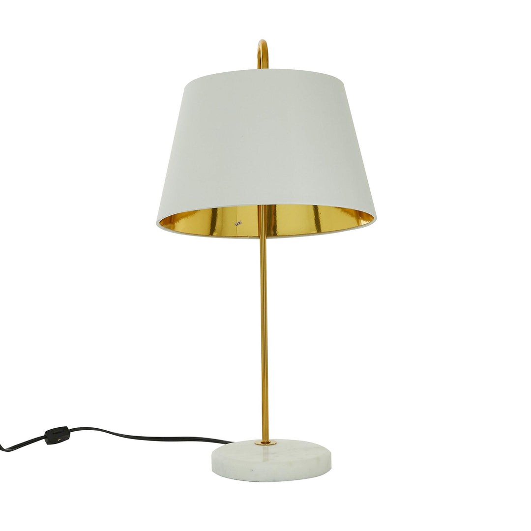 White and Gold Table Lamp with Marble Base 11" X 22.5" 11 22 Modern Contemporary