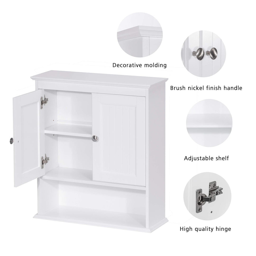 Wall Spacesaver Storage Cabinet Over The Toilet with Door Wooden White Yellow