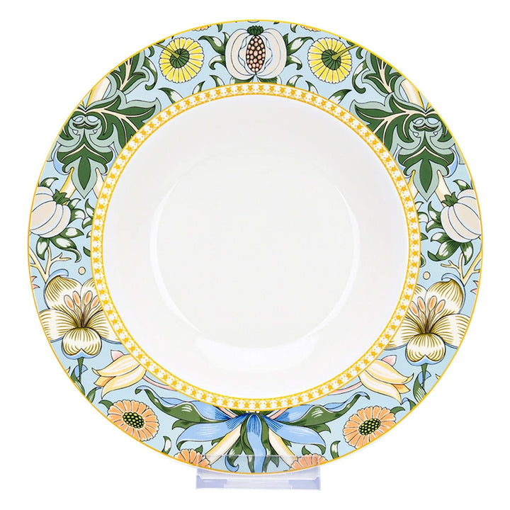 Durx-litecrete Garden Bone China Dinnerware Set of 24 for 6 Blue Floral Casual