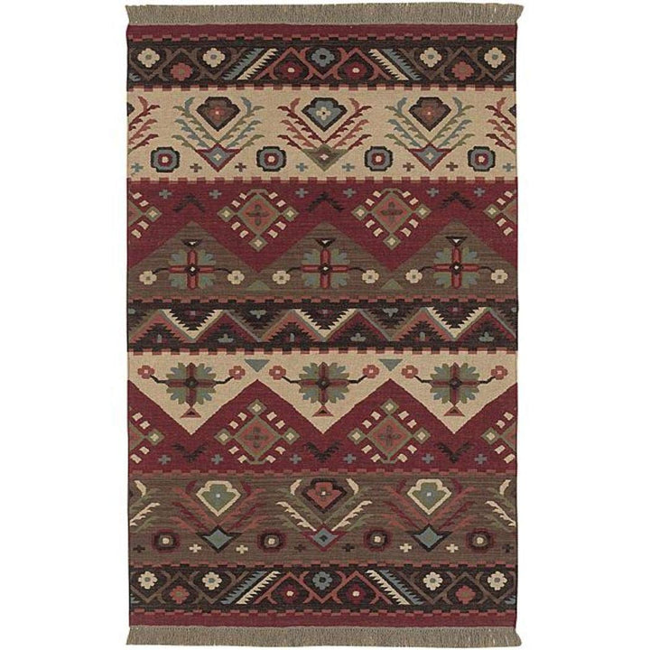 5x8 Red Green Southwest Aztec Area Rug Rectangle Shaped Indoor Tan Tribal burgundy - 5' x 8'