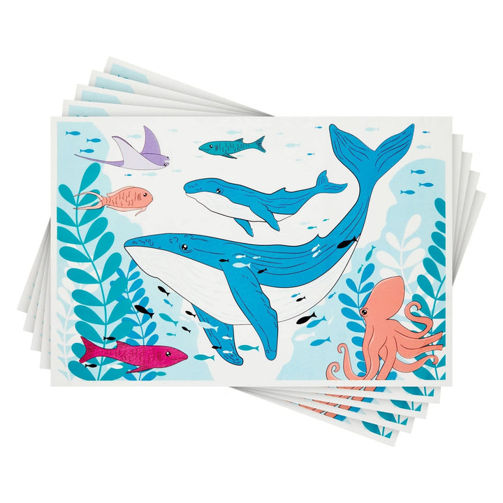 Stick-on Disposable Baby Placemats for Kids Fun Under The Sea 12 X 18 in 50 Pack