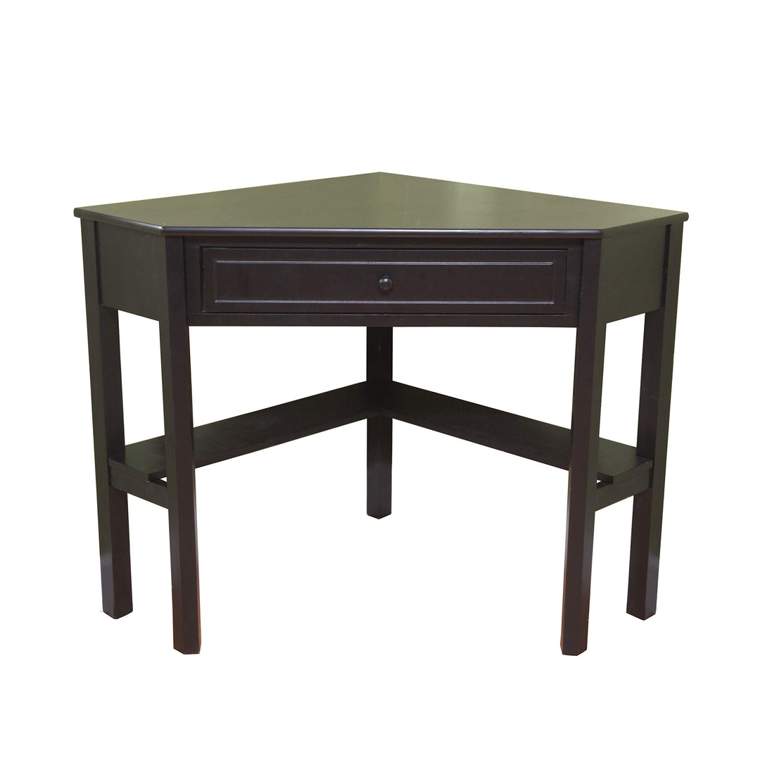 Target Marketing Systems Wood Corner Desk with One Drawer and One Storage Black