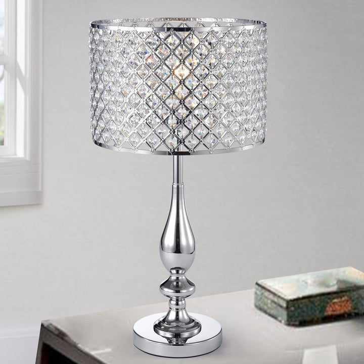 Warehouse of Tiffany IMT81B/1CH Divina Crystal and Chrome Table Lamp 13 x 13 x