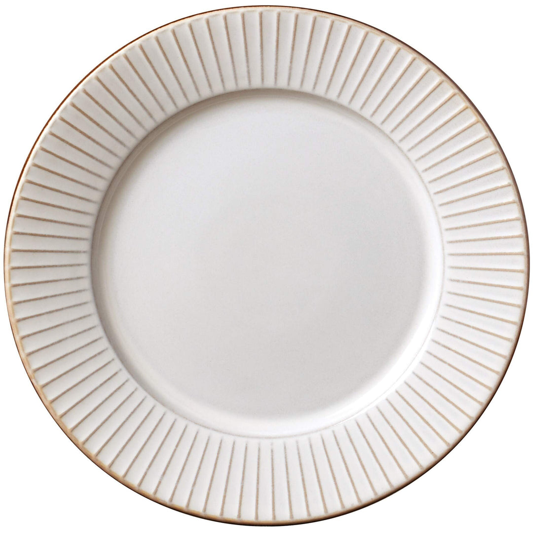 Tabletops Gallery 12pc Embossed Ivory Round Dinnerware Set Textured Modern